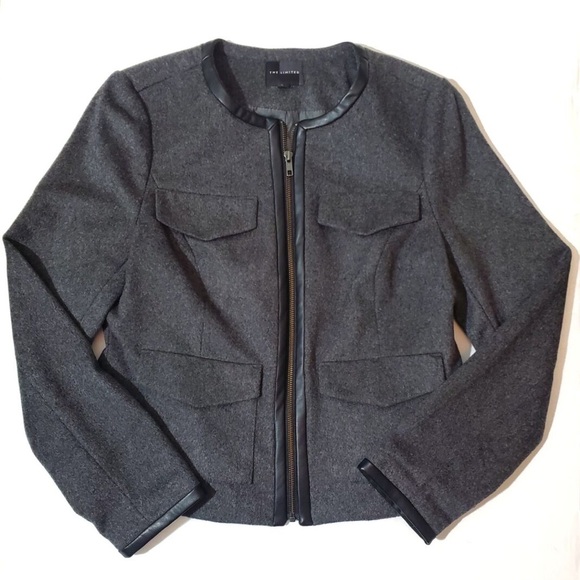 The Limited Womens Medium Blazer Zip Jacket Neutral Professional Gray Academia - Picture 1 of 8